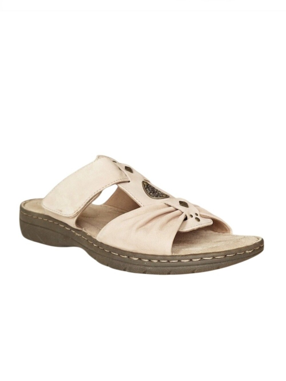 Hotter Evie Comfort Concept Leather Slide Sandals Blush/Biege 11